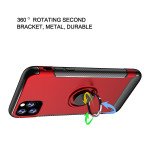 Wholesale iPhone 11 Pro (5.8in) 360 Rotating Ring Stand Hybrid Case with Metal Plate (Red)